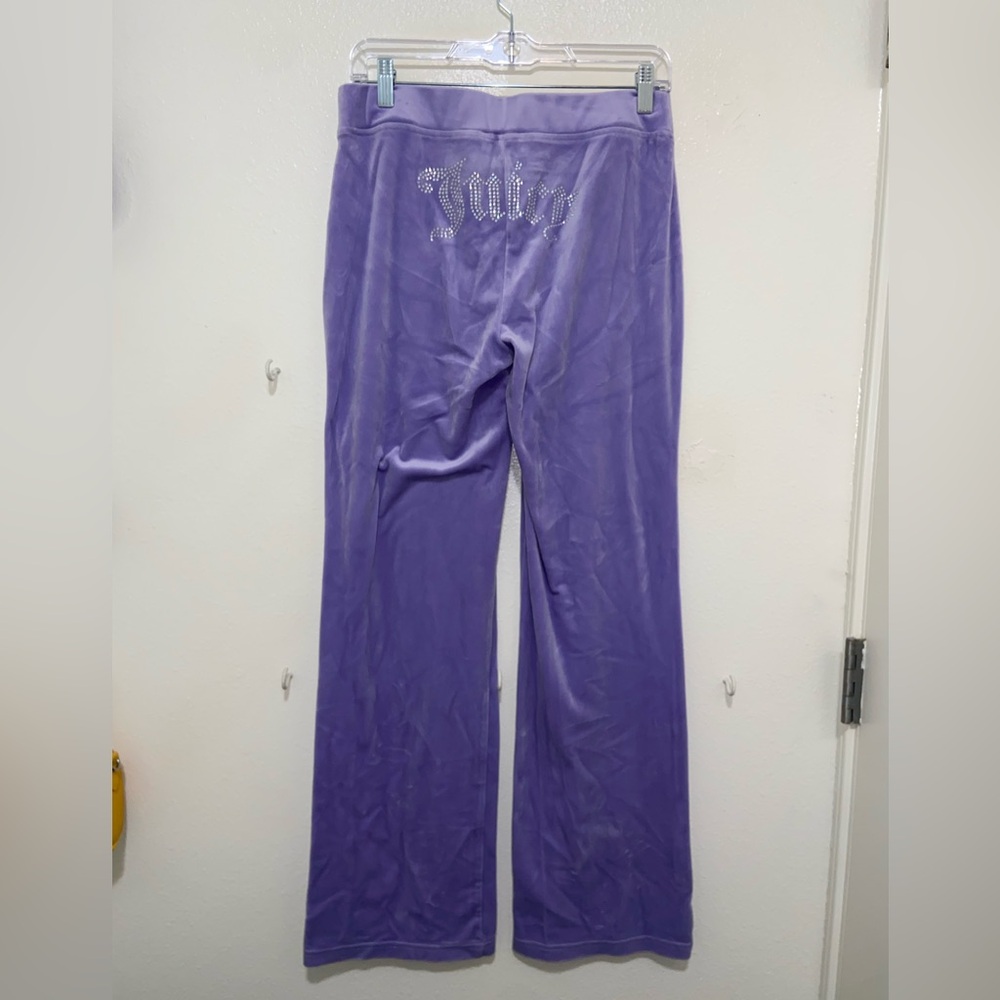 NWOT Y2K Medium Big Bling Juicy Couture Purple Velour Track Pants w Rhinestones